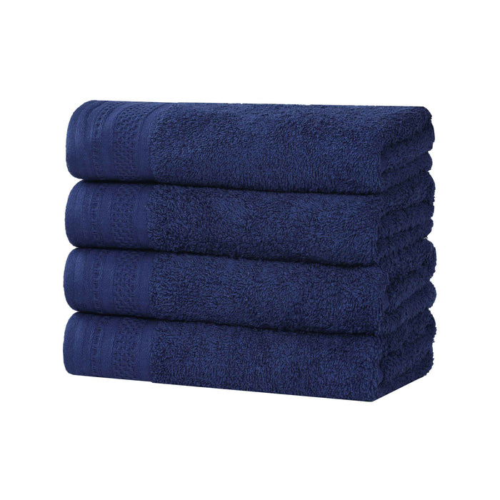 Honeycomb Textured Waffle Border Luxury Cotton Hand Towels, Set of 4