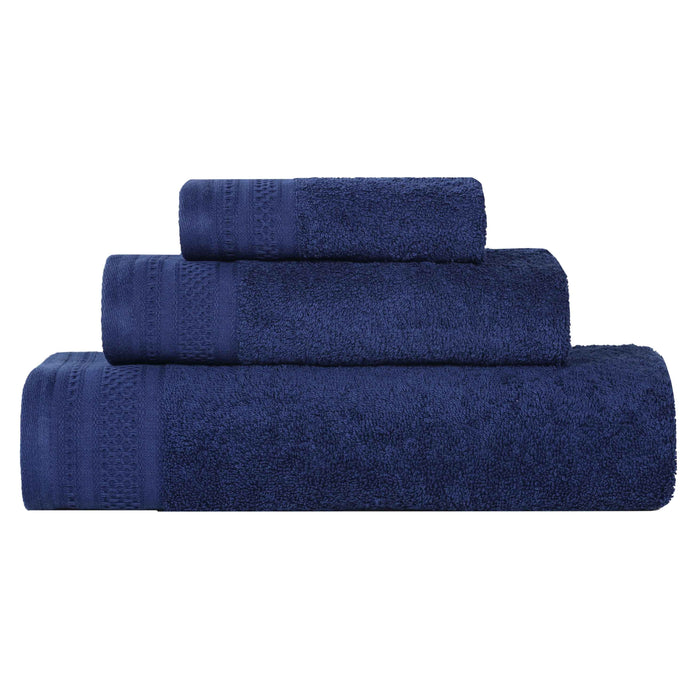 Honeycomb Textured Waffle Border Luxury Cotton 3 Piece Towel Set