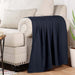 All-Season Chevron Cotton Bed Blanket & Sofa Throw - Navy Blue