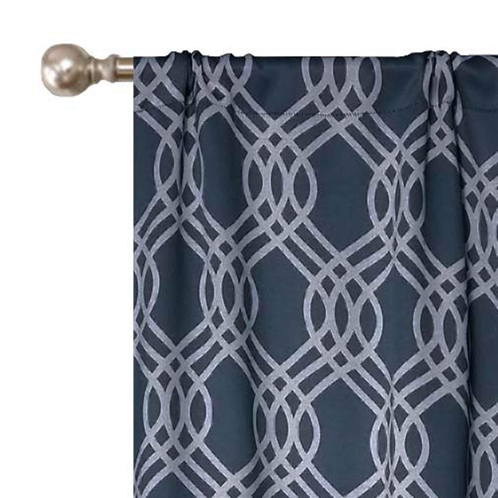 Ribbon Trellis Washable Room Darkening Blackout Curtain Panel Set