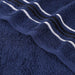 Sadie Zero Twist Cotton Solid Jacquard Floral Motif 9 Piece Towel Set - Navy Blue