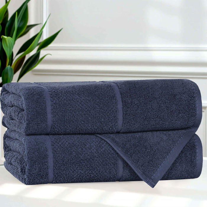 Mile Smart Twist Cotton Solid Broad Border Bath Towels, Set of 2