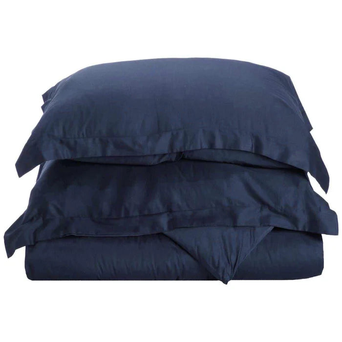 Egyptian Cotton 700 Thread Count Solid Duvet Cover and Pillow Sham Set - Navy Blue