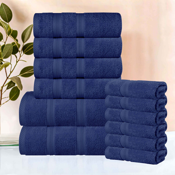 Smart Dry Zero Twist Cotton 12 Piece Solid Assorted Towel Set