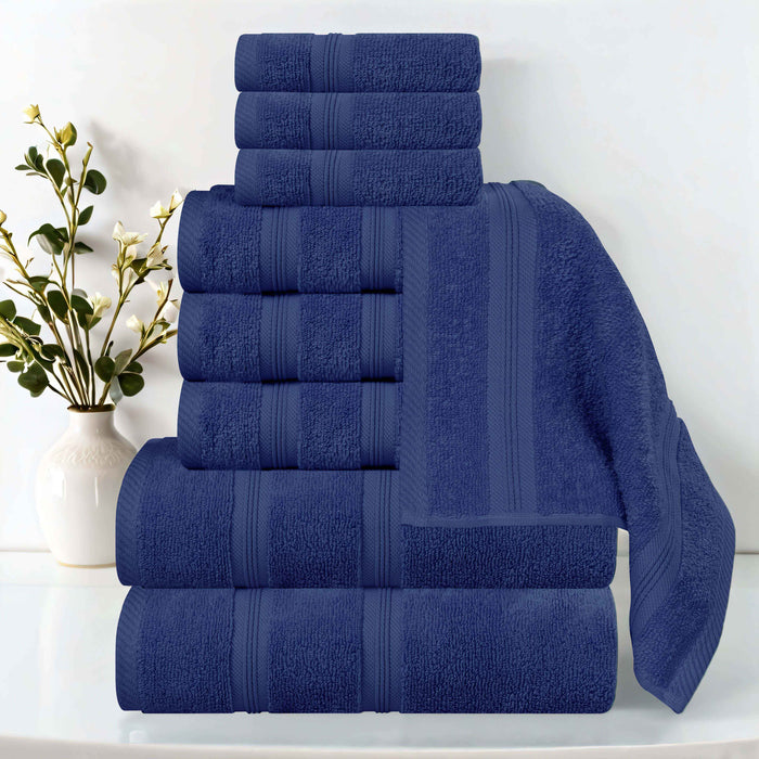 Smart Dry Zero Twist Cotton 9 Piece Solid Assorted Towel Set