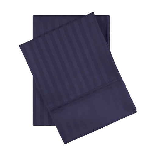 Egyptian Cotton 600 Thread Count 2 Piece Striped Pillowcase Set - Navy Blue