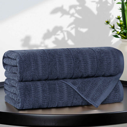Mika Smart Twist Cotton Solid Vertical Ribbed Bath Towels, Set of 2 - Blue Nile Mills