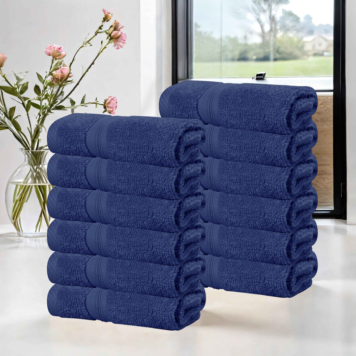 Smart Dry Zero Twist Cotton Solid Washcloth Face Towels, Set of 12