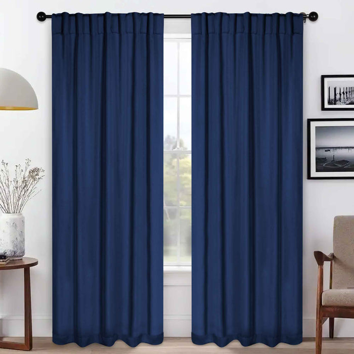 Solid Room Darkening Blackout Curtains with Back Tabs, Set of 2