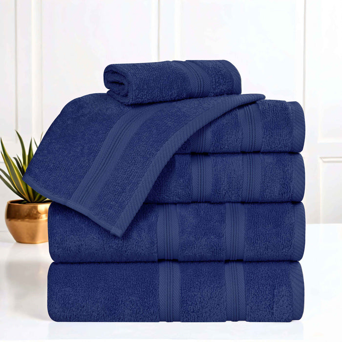 Smart Dry Zero Twist Cotton 6 Piece Solid Assorted Towel Set