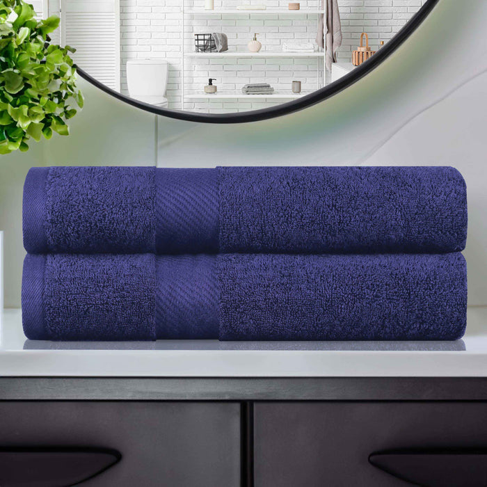 Kendell Egyptian Cotton Medium Weight Solid Bath Towel Set of 2 - NavyBlue