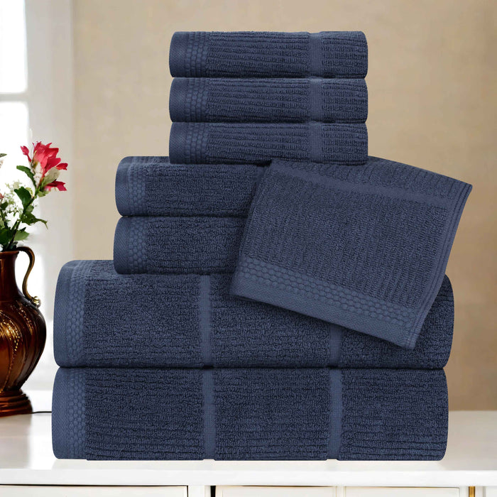 Milo Smart Twist Cotton Solid Ribbed Design 8 Piece Towel Set