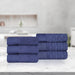 Turkish Cotton Jacquard Herringbone and Solid 6 Piece Hand Towel Set - Navy Blue