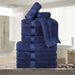 Egyptian Cotton Pile Plush Heavyweight Absorbent 9 Piece Towel Set - Navy Blue