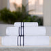 Turkish Cotton Ultra-Plush Solid 3-Piece Highly Absorbent Towel Set - White/Navy Blue