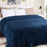 Boho Knit Jacquard Fleece Plush Fluffy Blanket - Navy Blue