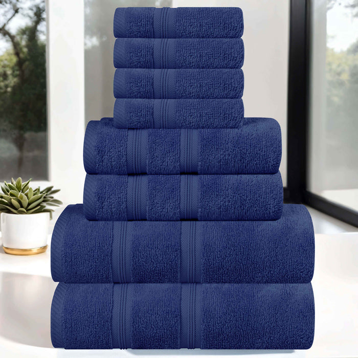 Smart Dry Zero Twist Cotton 8 Piece Solid Assorted Towel Set