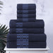 Larissa Cotton Geometric Embroidered Border 8-Piece Assorted Towel Set - NavyBlue