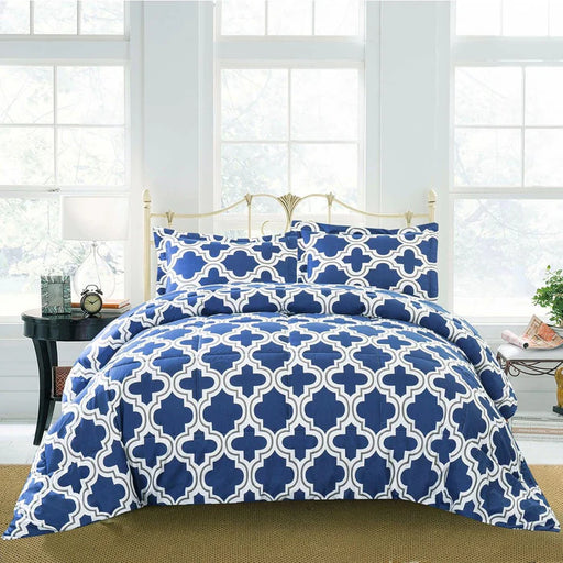 Trellis Down Alternative Modern Comforter Set - NavyBlue