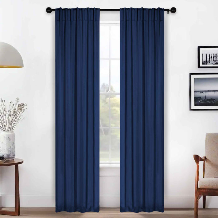 Solid Room Darkening Back Tabs Blackout Curtains, Set of 2