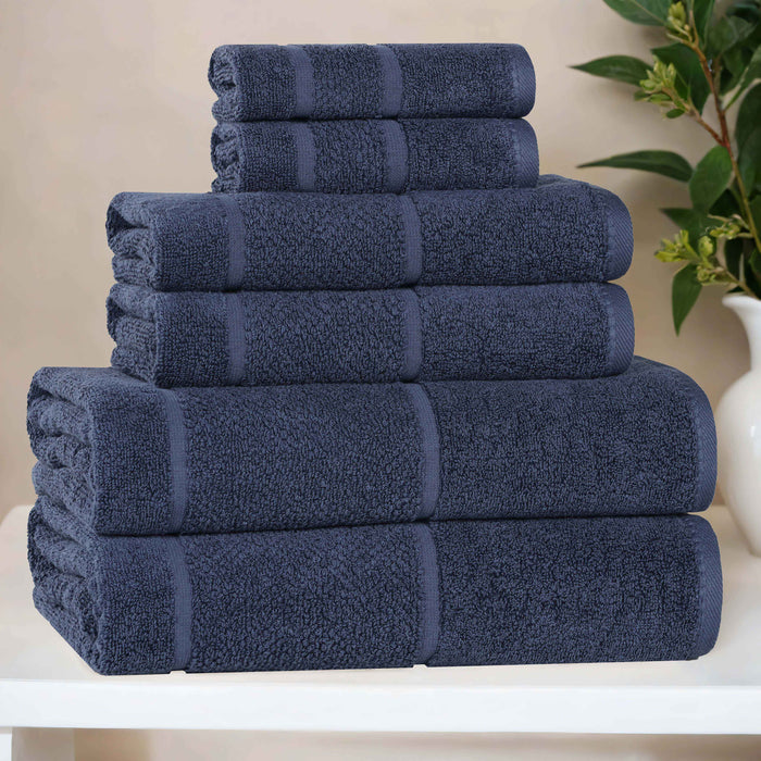 Mile Smart Twist Cotton Solid Broad Border 6 Piece Towel Set