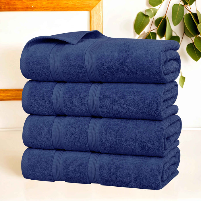 Smart Dry Zero Twist Medum Weight Cotton Solid Bath Towels, Set of 4