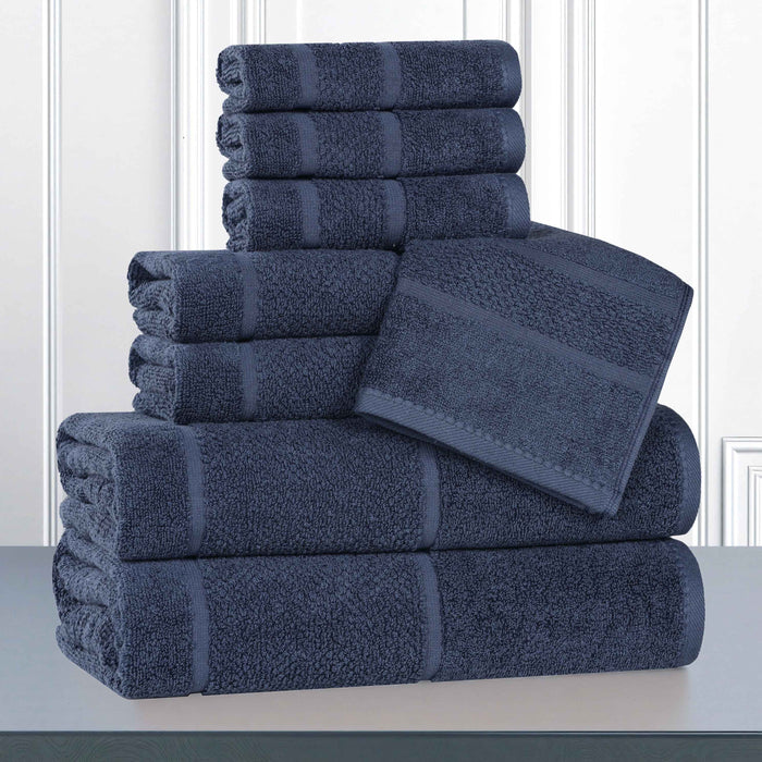 Mile Smart Twist Cotton Solid Broad Border 8 Piece Towel Set