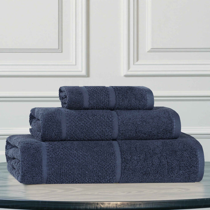 Mile Smart Twist Cotton Solid Broad Border 3 Piece Towel Set