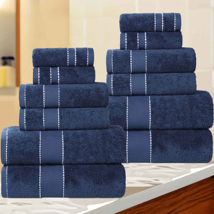 Niles Egypt Produced Giza Cotton Dobby Absorbent 12 Piece Towel Set