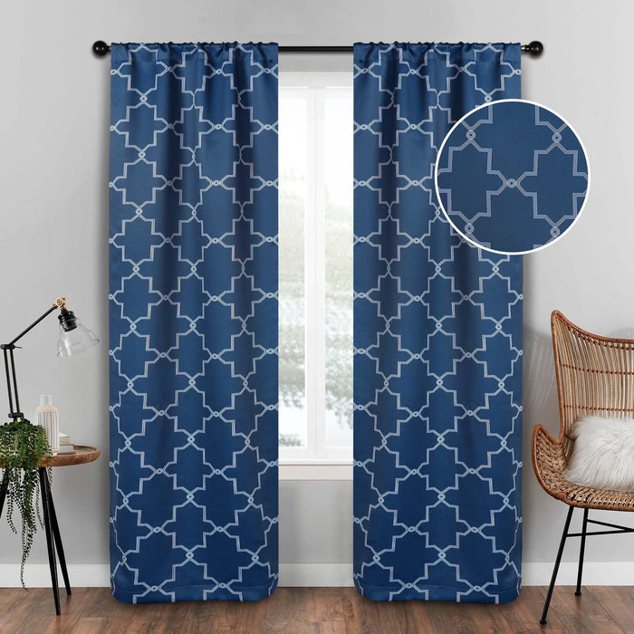 Imperial Trellis Grommet Header Blackout Curtain Panel Set