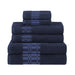 Larissa Cotton Geometric Embroidered Border 6-Piece Assorted Towel Set - NavyBlue