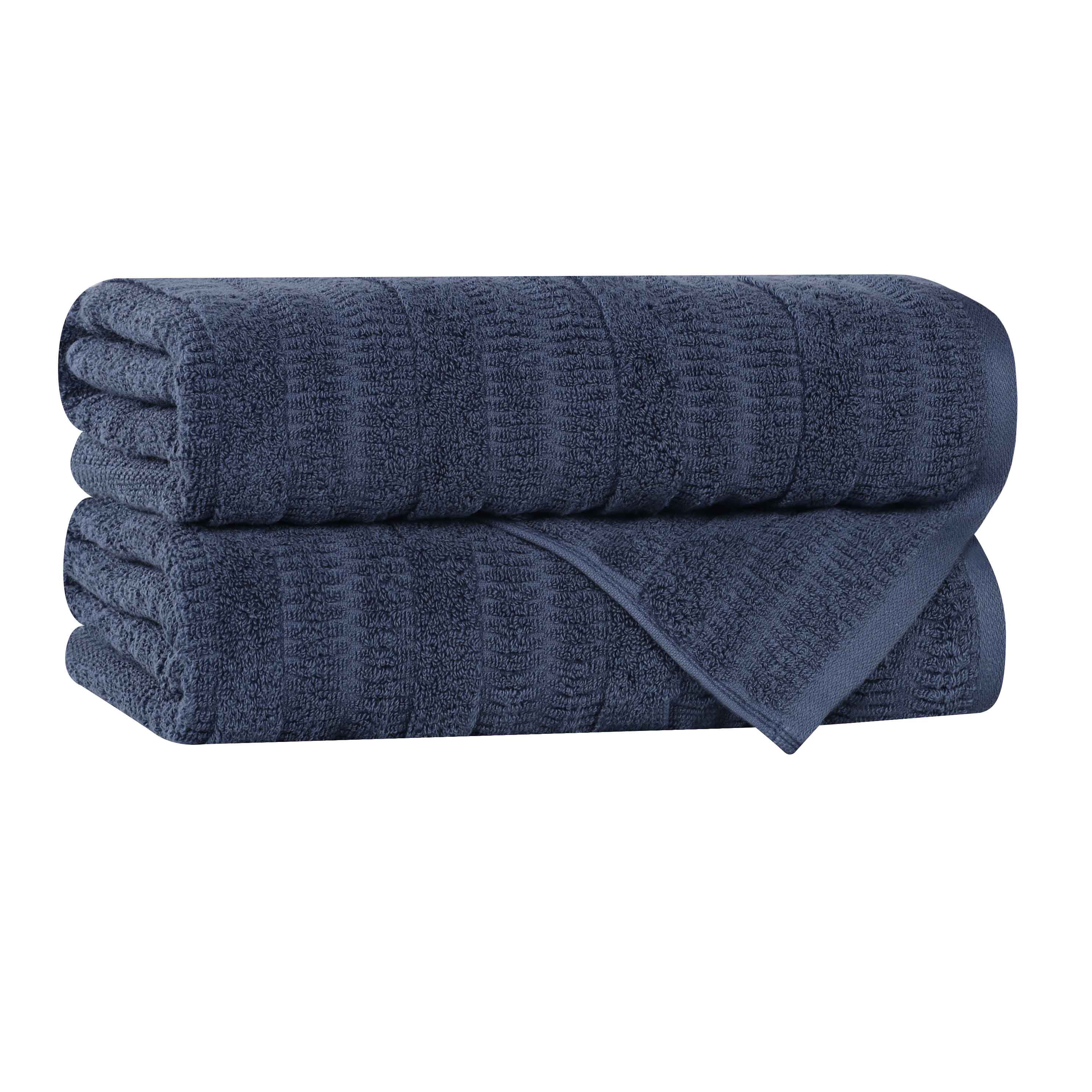 Mika Smart Twist Cotton Solid Vertical Ribbed Bath Towels, Set of 2 - Blue Nile Mills