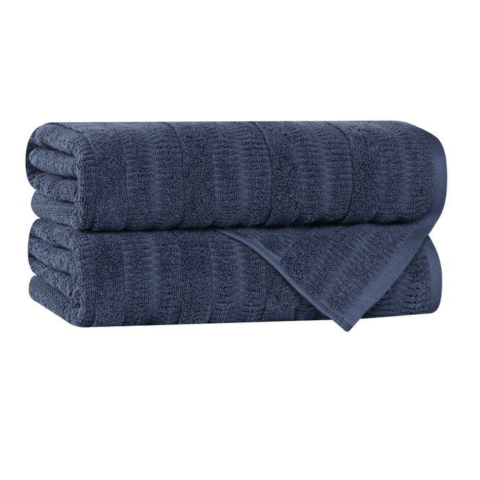 Mika Smart Twist Cotton Solid Vertical Ribbed Bath Towels, Set of 2