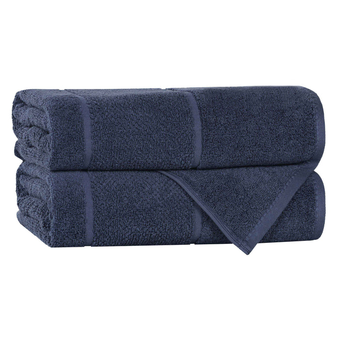 Mile Smart Twist Cotton Solid Broad Border Bath Towels, Set of 2