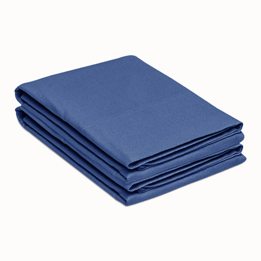 Solid Flannel Cotton Pillowcases, Set of 2 - NavyBlue