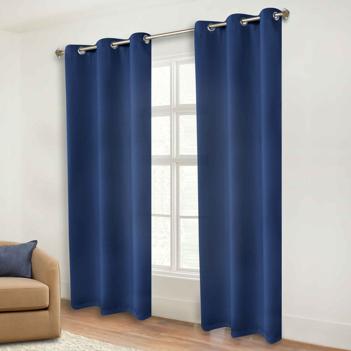 Solid Machine Washable Room Darkening Blackout Curtains, Set of 2