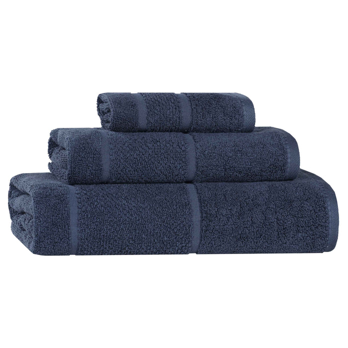 Mile Smart Twist Cotton Solid Broad Border 3 Piece Towel Set