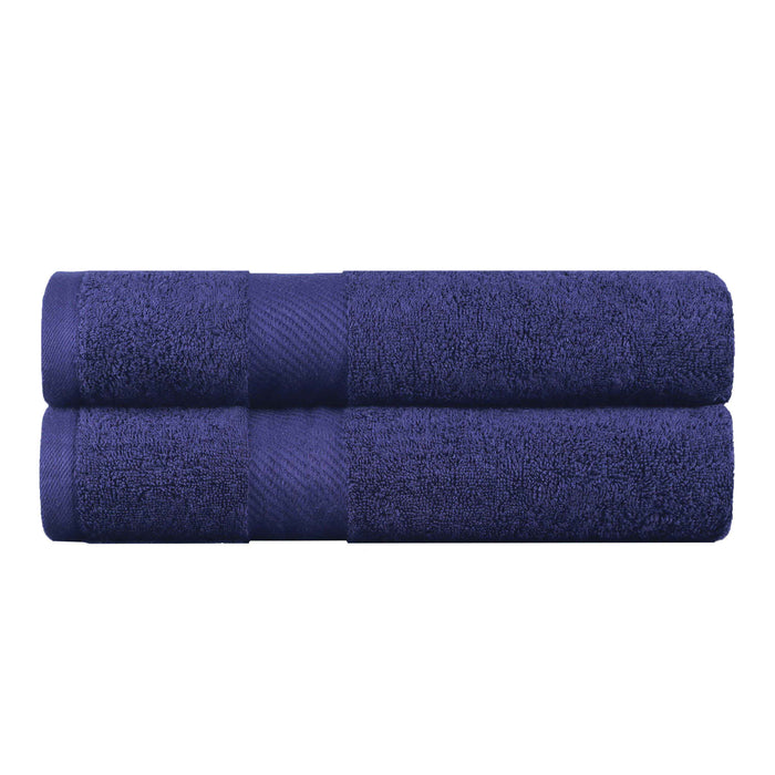 Kendell Egyptian Cotton Medium Weight Solid Bath Towel Set of 2 - NavyBlue