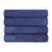 Turkish Cotton Jacquard Herringbone and Solid 4 Piece Bath Towel Set - Navy Blue