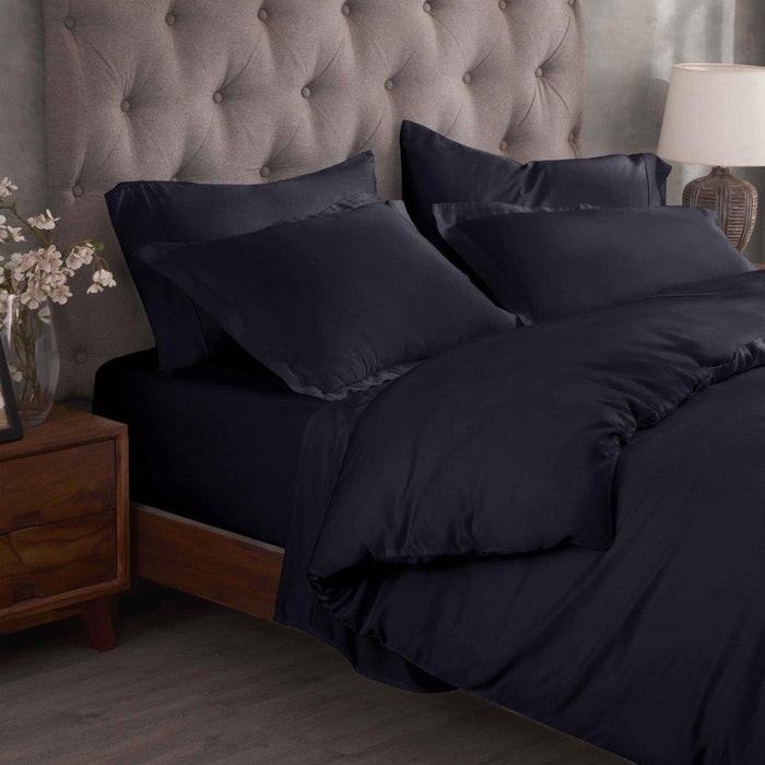 Egyptian Cotton 300 Thread Count Solid Duvet Cover Set - NavyBlue