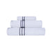 Turkish Cotton Ultra-Plush Solid 3-Piece Highly Absorbent Towel Set - White/Navy Blue