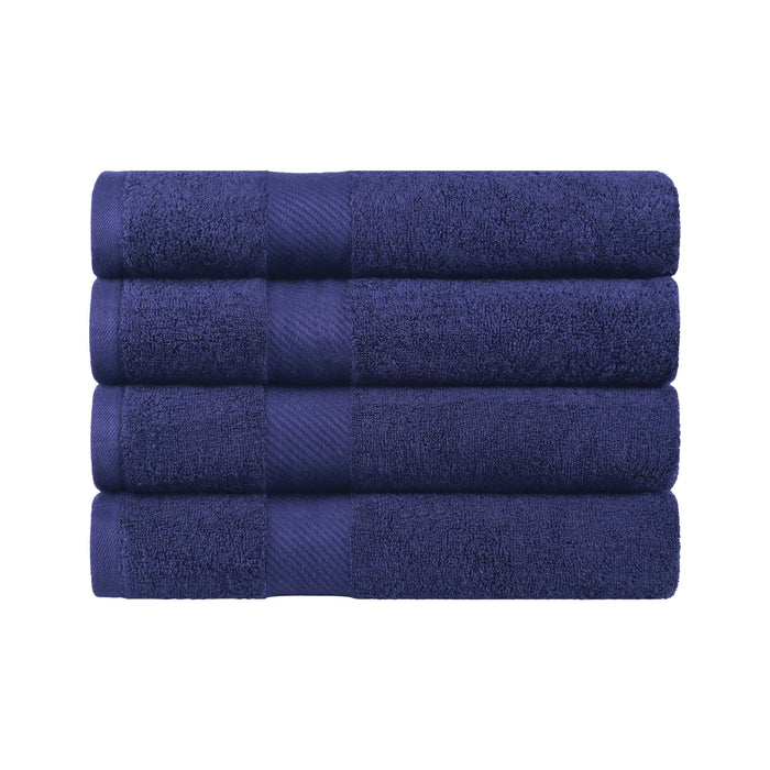 Kendell Egyptian Cotton 4 Piece Bath Towel Set with Dobby Border - NavyBlue