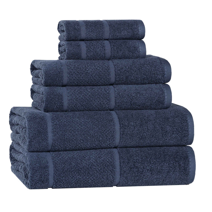 Mile Smart Twist Cotton Solid Broad Border 6 Piece Towel Set