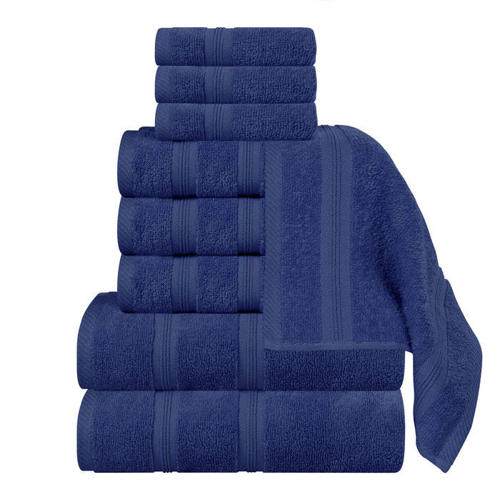 Smart Dry Zero Twist Cotton 9 Piece Solid Assorted Towel Set