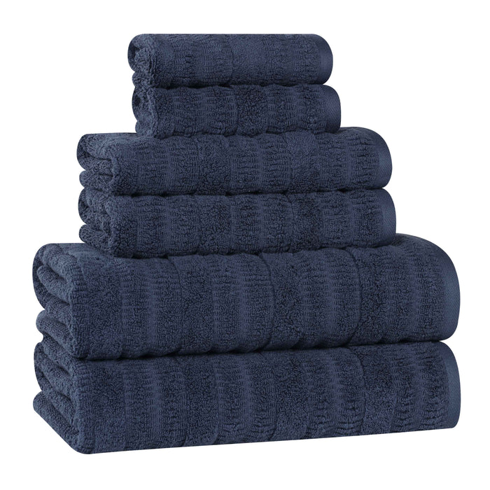 Mika Smart Twist Cotton Solid Vertical Ribbed 6 Piece Towel Set