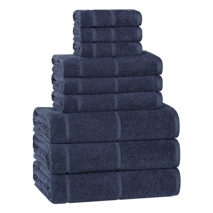 Mile Smart Twist Cotton Solid Broad Border 9 Piece Towel Set