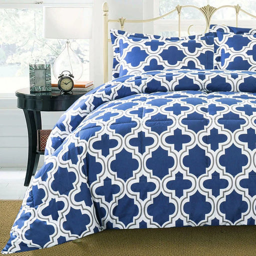 Trellis Down Alternative Modern Comforter Set - NavyBlue