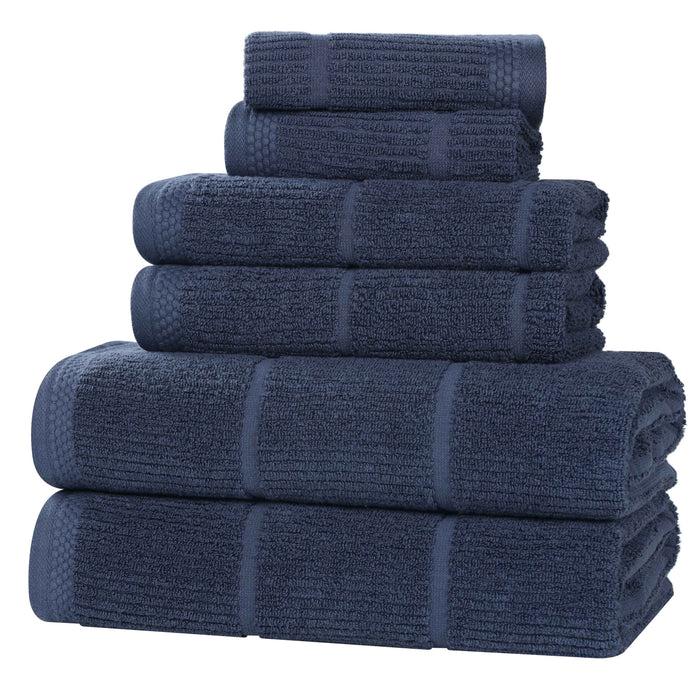 Milo Smart Twist Cotton Solid Ribbed Design 6 Piece Towel Set