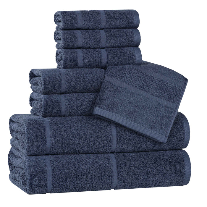 Mile Smart Twist Cotton Solid Broad Border 8 Piece Towel Set