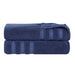 Zero Twist Cotton Ribbed Geometric Border Plush Bath Sheet Set of 2 - Navy Blue